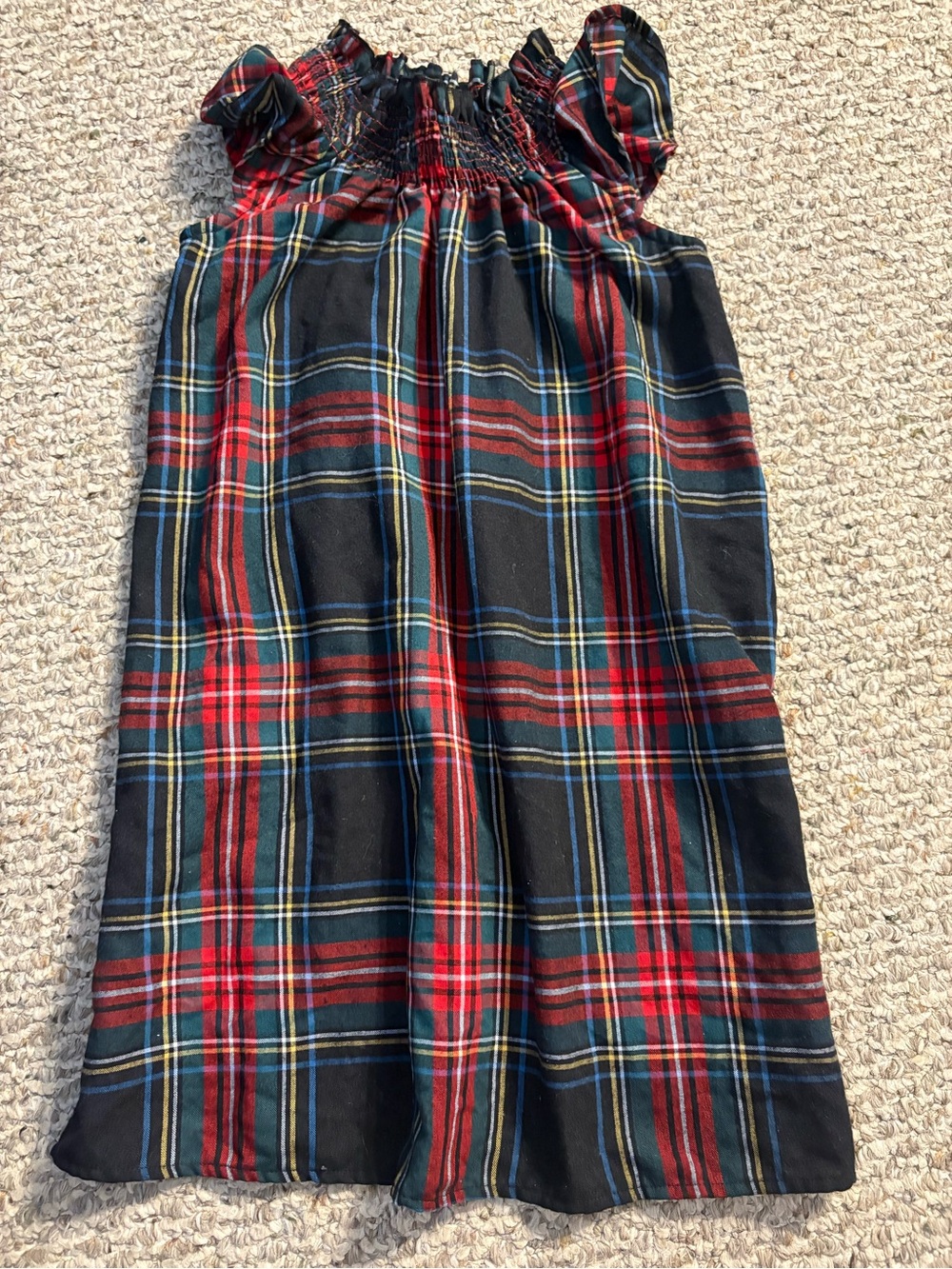 Crewcuts Red, Black & Blue Plaid Smocked Sleeveless Nightgown, Size M 8-9